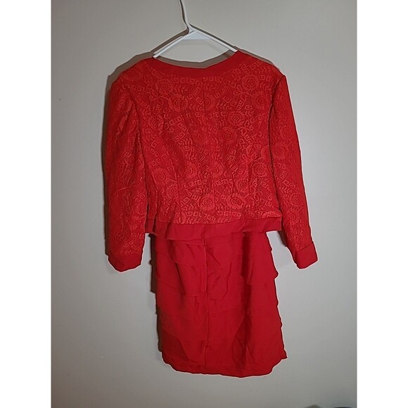 2 piece  Gorgeous Lace Detailed Formal Prom Wedding Dress Size 14 Red (E28) - Picture 2 of 12